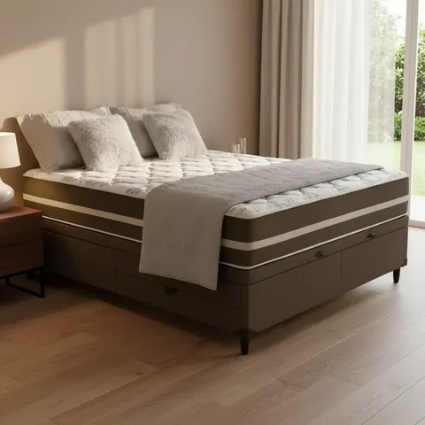Cama Box Baú com Colchão de Molas Ensacadas Classic Viúva 128cm