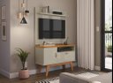 Ver imagem 1 de Rack + Painel Si 0.90m Estilo Retrô para Tv até 32'' Polegadas Cor Off White / Cinamomo