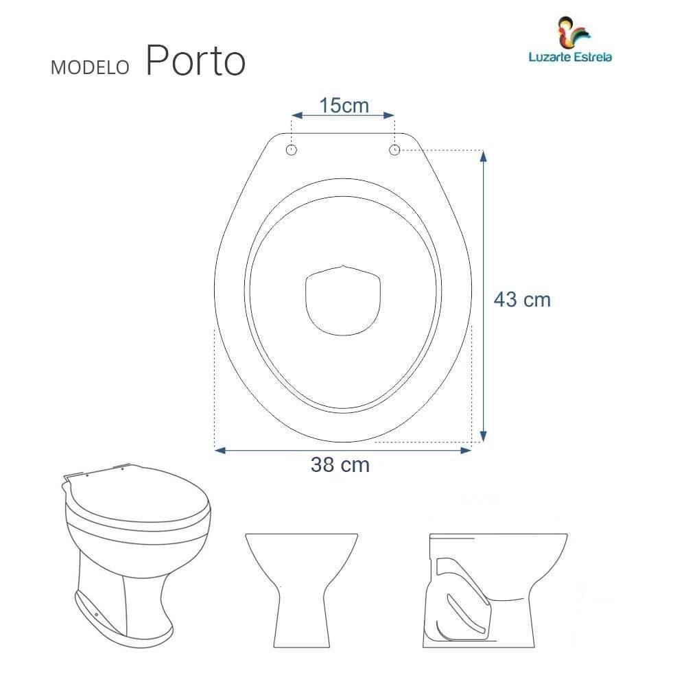 Tampa de Vaso Decorado Golfinhos Porto para Bacia Luzarte 6lpf Convencional - 5