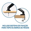 Ver imagem 6 de Suporte Articulado de Mesa, Elg, Af160n, para 2 Monitores, Pistão a Gás, Giro 360°, até 9kg, Preto