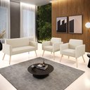Ver imagem 7 de Sofá Namoradeira com 2 Poltronas Pés Palito Natural Marisa Corino D03 - D\'rossi Cor Bege