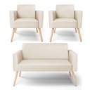 Ver imagem 1 de Sofá Namoradeira com 2 Poltronas Pés Palito Natural Marisa Corino D03 - D\'rossi Cor Bege