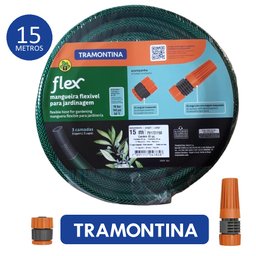 Mangueira Jardim Flexível Com Engate Rosqueado e Esguicho 15 Metros - Tramontina - 1