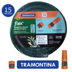 Mangueira Jardim Flexível Com Engate Rosqueado e Esguicho 15 Metros - Tramontina