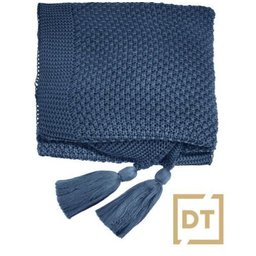 Manta Tricô Trama Lisa 0,90x1,80 Azul Jeans - 2