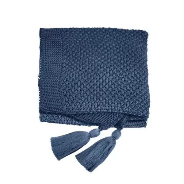 Manta Tricô Trama Lisa 0,90x1,80 Azul Jeans