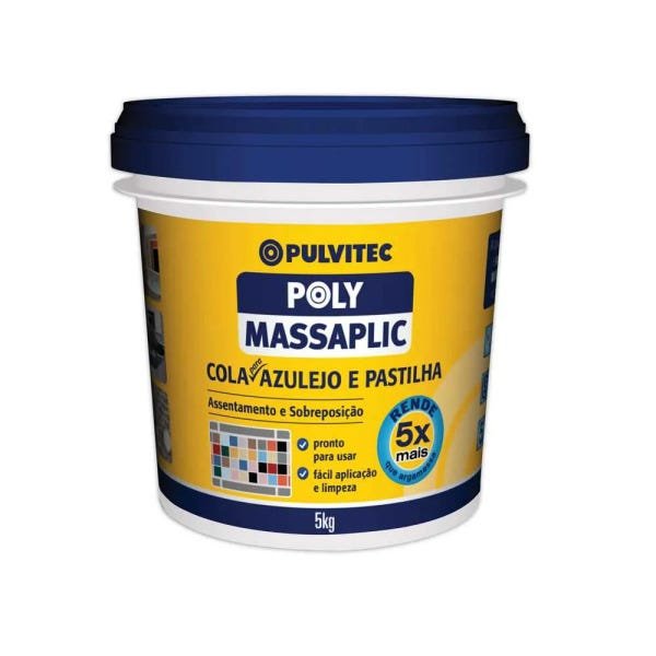 Cola para azulejo e pastilha Massaplic balde 5Kg Pulvitec - 1
