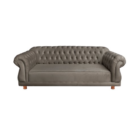 Sofá Chesterfield Capitone Duque Suede Amarelo2,00cm:CINZA CHUMBO