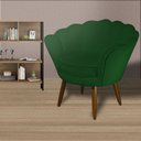Ver imagem 3 de Poltrona Decorativa Pétala Suede Verde Pés Madeira Ms Decor