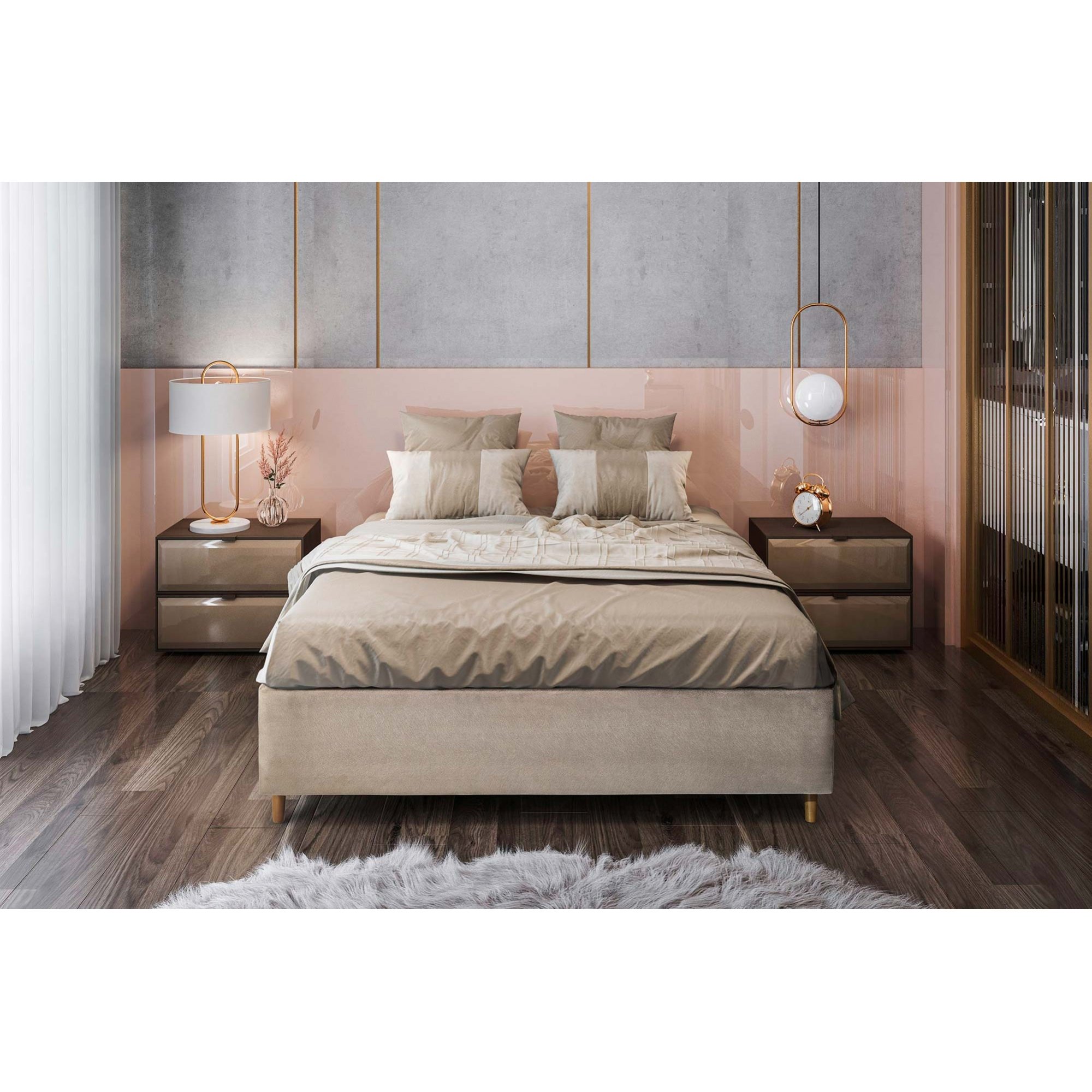 Base Box Solteiro 96x203x25 cm Versátil - 1º Cama Box Desmontável do Brasil - Veludo Areia - 1