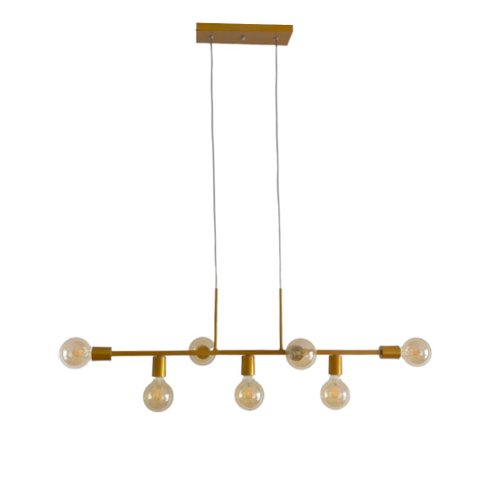 Pendente Lustre Ciciliano 7 Lâmpadas Moderno Industrial 97cm - Dourado