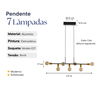 Pendente Lustre Ciciliano 7 Lâmpadas Moderno Industrial 97cm - Dourado - 4
