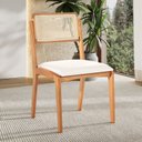 Ver imagem 2 de Kit 4 Cadeiras com Encosto Tela Assento Estofado Verona Bege/Cru/Verniz Mel