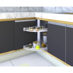 Cesto Giratório Redondo Fruteira 60cm para Armário Dupla Masutti Módulo de Canto Cromada para Armári - 7 Cesto Giratório Redondo Fruteira 60cm para Armário Dupla Masutti Módulo de Canto Cromada para Armári - 7