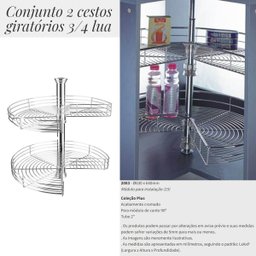 Cesto Giratório Redondo Fruteira 60cm para Armário Dupla Masutti Módulo de Canto Cromada para Armári - 2 Cesto Giratório Redondo Fruteira 60cm para Armário Dupla Masutti Módulo de Canto Cromada para Armári - 2