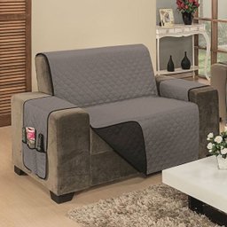 Protetor de Sofá Impermeável 3 Lugares Avulso Dupla Face Preto/Cinza - 4