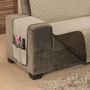 Ver imagem 2 de Protetor de Sofá Impermeável King 2/3 Lugares Dupla Face Cáqui/Tabaco