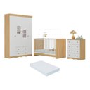 Ver imagem 1 de Quarto de Bebê Completo com Berço 3 em 1 com Colchão Incluso Serena Multimóveis Mp4539 Madeirado