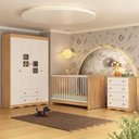 Ver imagem 2 de Quarto de Bebê Completo com Berço 3 em 1 com Colchão Incluso Serena Multimóveis Mp4539 Madeirado