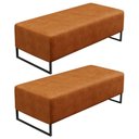Ver imagem 1 de Kit 02 Puffs Decorativo Sala de Estar Bali W01 Base Ferro 120x50 Cm Couríssimo Canela - Lyam Decor