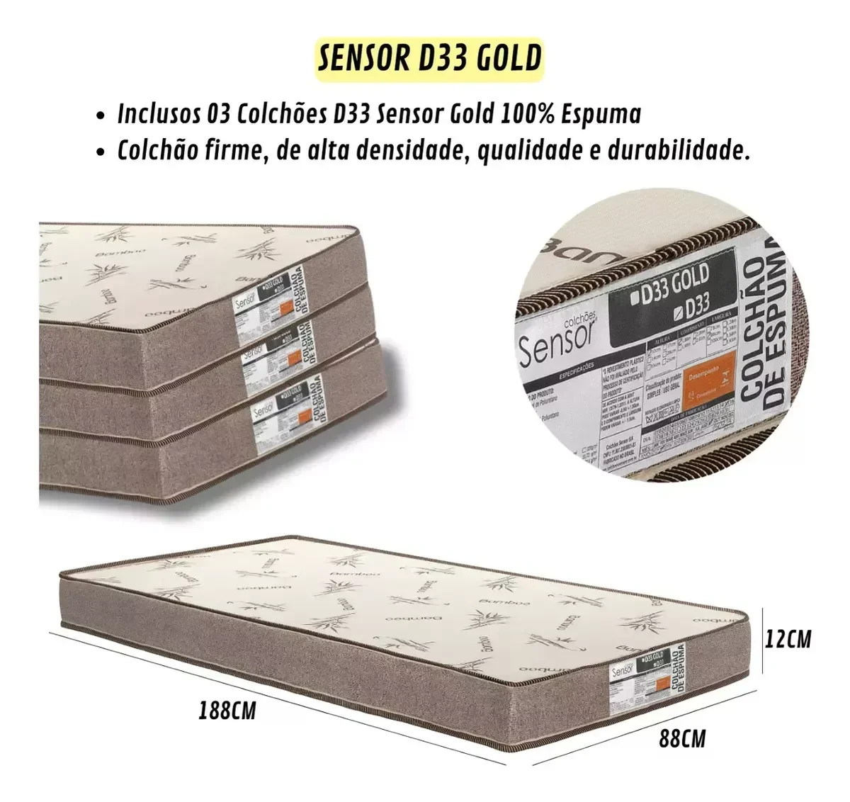 Beliche Jaspe com Cama Auxiliar 03 Colchões D33 Cor:nature/off - 3