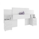 Ver imagem 2 de Cabeceira Casal Extensível com 2 Mesas de Cabeceira 4 Gavetas 2 Tomadas Síria