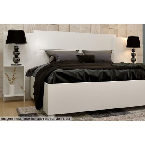 Painel Cama Box Madeirado Casal/quenn Arizona C/ 2 Mesas e Prateleiras Branco/neve - Tcil Móveis