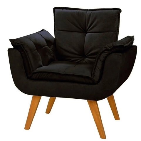 Poltrona Cadeira Decorativa Opala Pés Palito Preto
