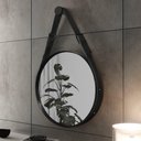 Ver imagem 3 de Espelho Decorativo Redondo com Moldura em Couro 55 cm Cor:Preto
