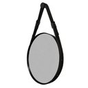Ver imagem 1 de Espelho Decorativo Redondo com Moldura em Couro 55 cm Cor:Preto