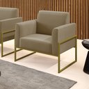 Ver imagem 2 de Poltrona Base Industrial Alta Dourado Marisa Suede Marrom Rato D03 - D’Rossi