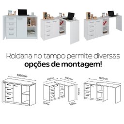 Mesa Escrivaninha para Escritório Logan Artany Branca - 5