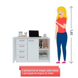 Mesa Escrivaninha para Escritório Logan Artany Branca - 4