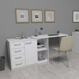 Mesa Escrivaninha para Escritório Logan Artany Branca - 6