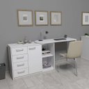 Ver imagem 6 de Mesa Escrivaninha para Escritório Logan Artany Branca