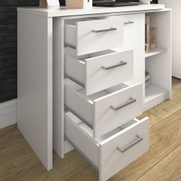 Mesa Escrivaninha para Escritório Logan Artany Branca - 7