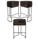 Ver imagem 1 de 3 Banquetas Base Aço Preto Betina C-34 Marrom Escuro Domi