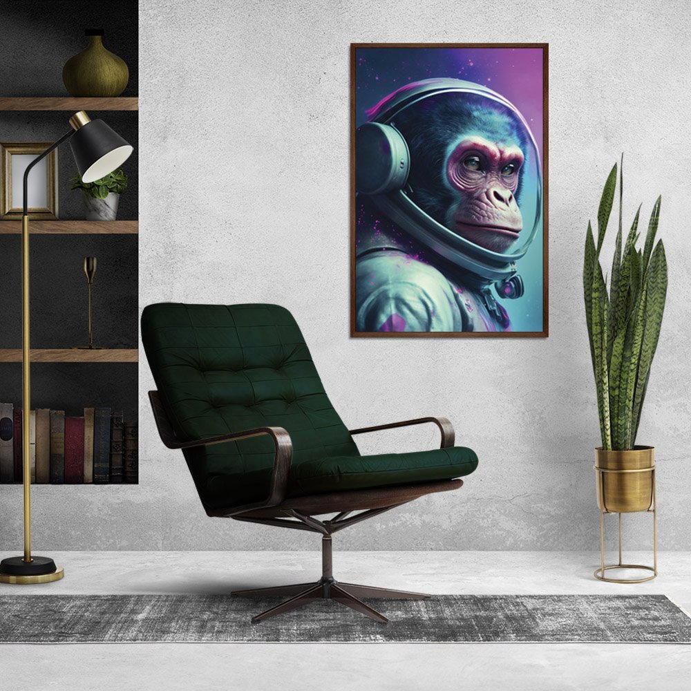 Quadro Decorativo Astronauta Macaco Moldura Cx Alta 40x60cm Arte na Arte Moldura Madeira - 7