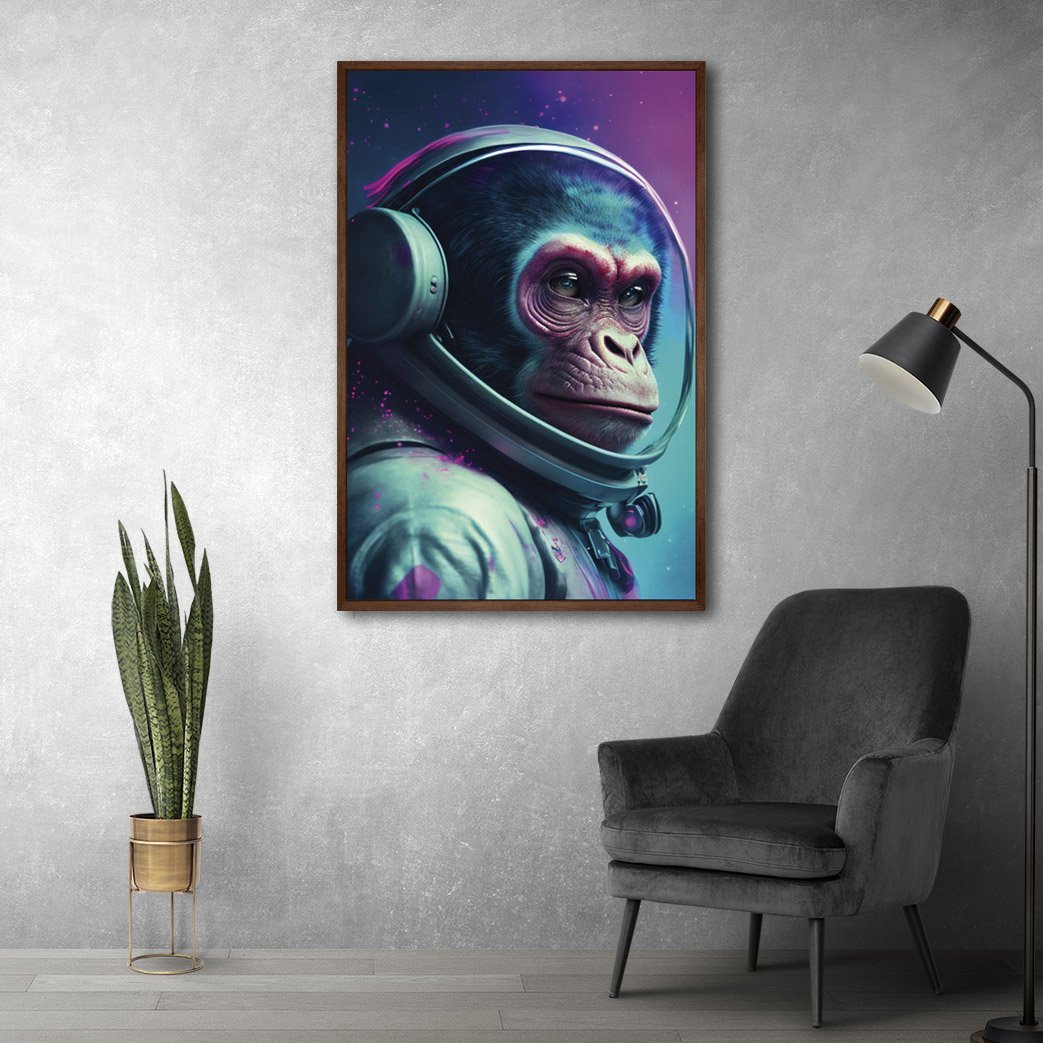 Quadro Decorativo Astronauta Macaco Moldura Cx Alta 40x60cm Arte na Arte Moldura Madeira - 6