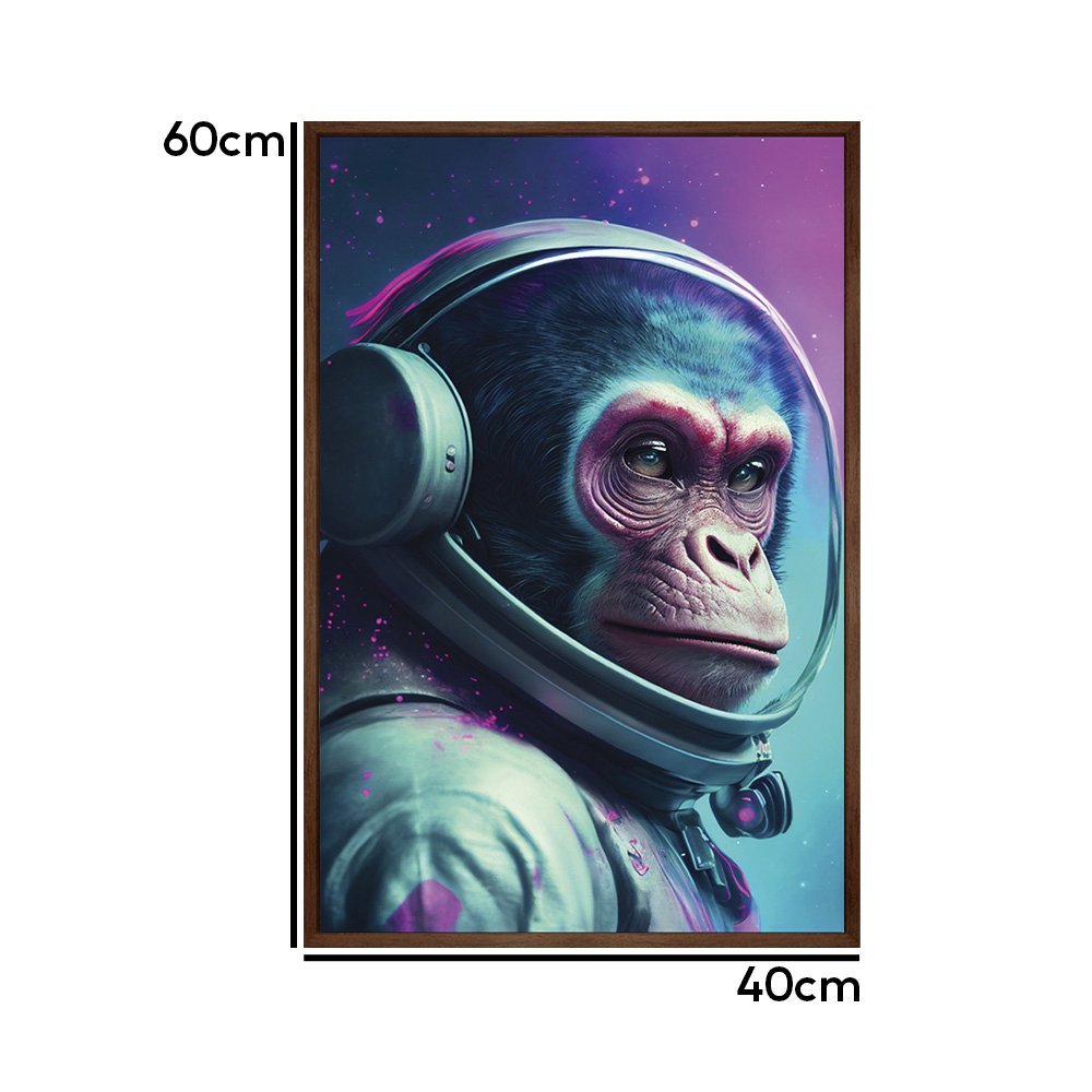 Quadro Decorativo Astronauta Macaco Moldura Cx Alta 40x60cm Arte na Arte Moldura Madeira - 3