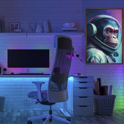 Quadro Decorativo Astronauta Macaco Moldura Cx Alta 40x60cm Arte na Arte Moldura Madeira - 9