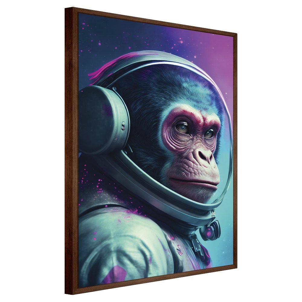 Quadro Decorativo Astronauta Macaco Moldura Cx Alta 40x60cm Arte na Arte Moldura Madeira - 1