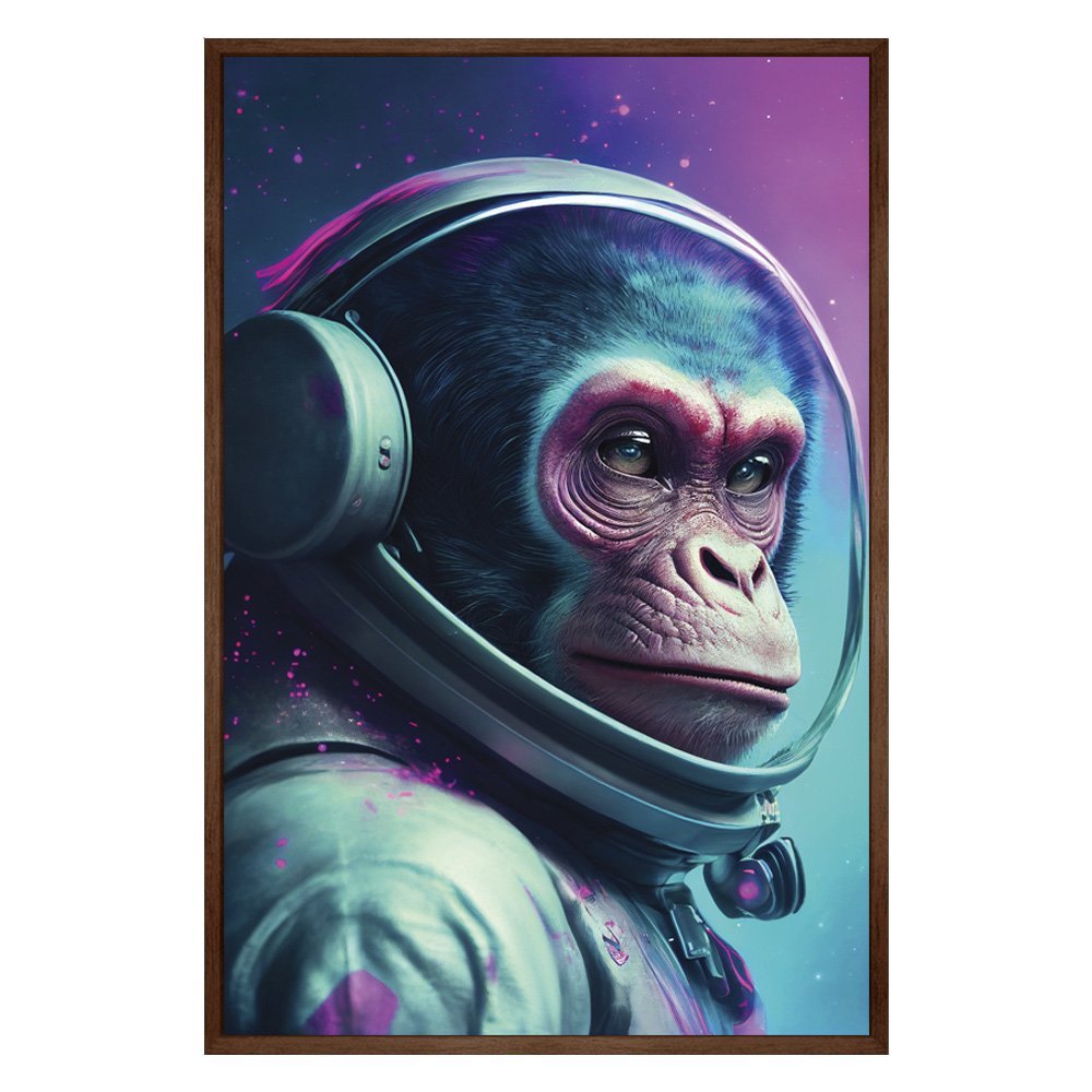 Quadro Decorativo Astronauta Macaco Moldura Cx Alta 40x60cm Arte na Arte Moldura Madeira - 2