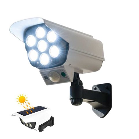 Luminaria Dummy Solar Camera Falsa Sensor Iluminaçao Externa Controle Segurança Luz Varanda Quintal 