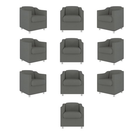 Kit 10 Poltronas Tilla Consultório Sala Tecido Suede Cor:Cinza