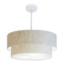 Ver imagem 2 de Lustre Pendente Cilíndrico Vivare Md-4357 Cupula Tecido 60x50cm - Rustico Bege