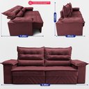 Ver imagem 3 de Sofá Retrátil e Reclinável 2,80m com Molas e Espuma D33 Thunder Velusoft Vinho Cama Inbox