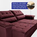 Ver imagem 4 de Sofá Retrátil e Reclinável 2,80m com Molas e Espuma D33 Thunder Velusoft Vinho Cama Inbox