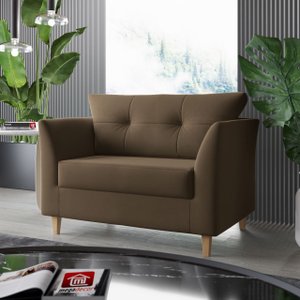 Sofá Namoradeira para Sala Decorativa Isis Suede Marrom Visan Estofados