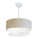 Ver imagem 2 de Lustre Pendente Cilindrico Vivare Md-4355 Cupula Tecido 50x40cm - Rustico Bege / Branco